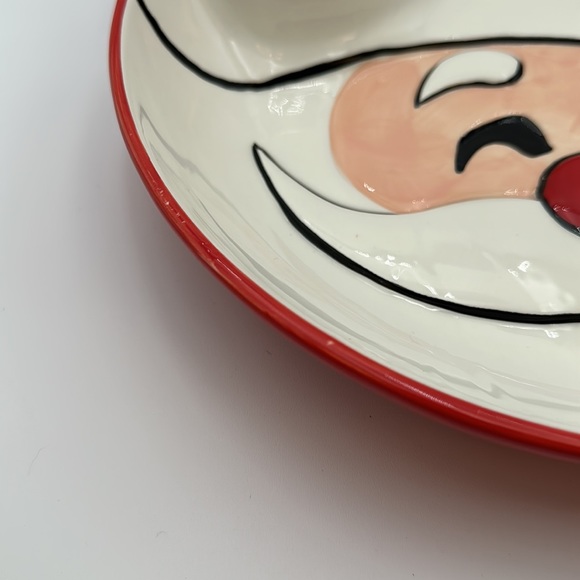 Essential Home Christmas Holiday Chip and Dip Santa Face Ceramic Plate - Picture 10 of 16